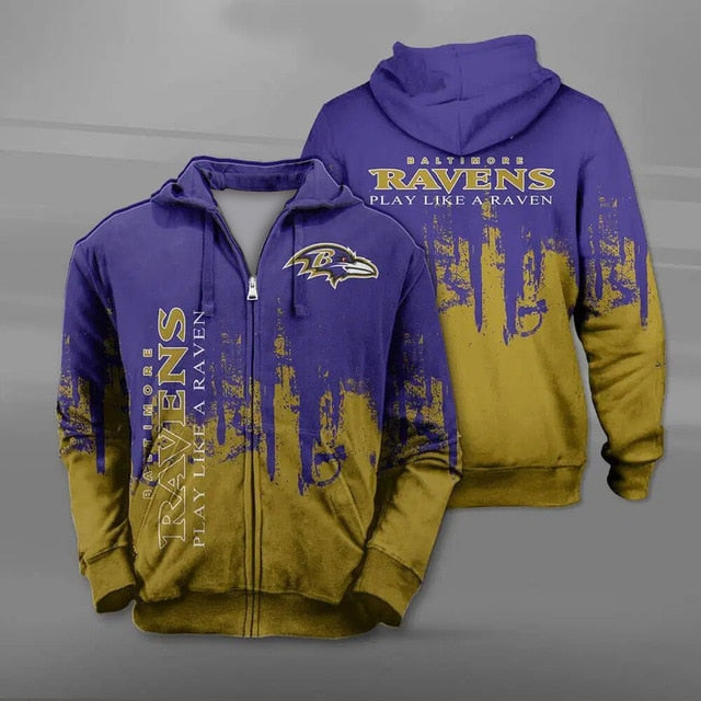 Baltimore Ravens 3D Zipper Hoodie