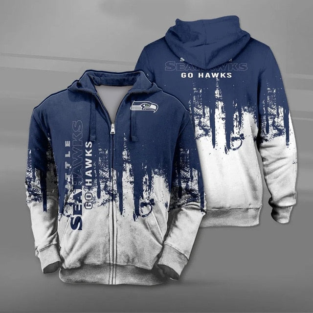 Seattle Seahawks 3D Zipper Hoodie