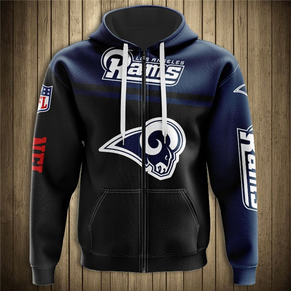 Los Angeles Rams 3D Zipper Hoodie