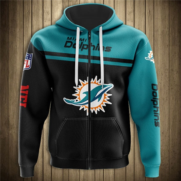 Miami Dolphins 3D Zipper Hoodie