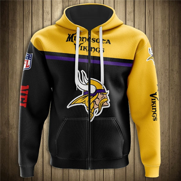 Minnesota Vikings 3D Zipper Hoodie
