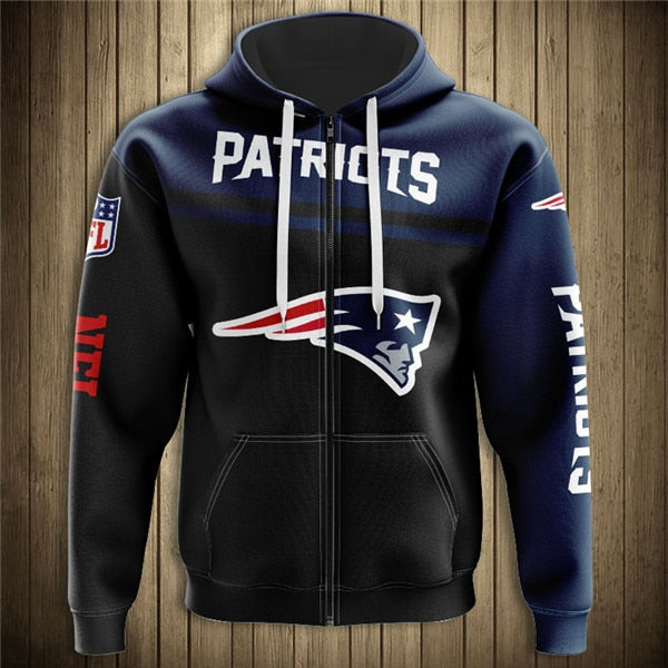 New England Patriots 3D Zipper Hoodie