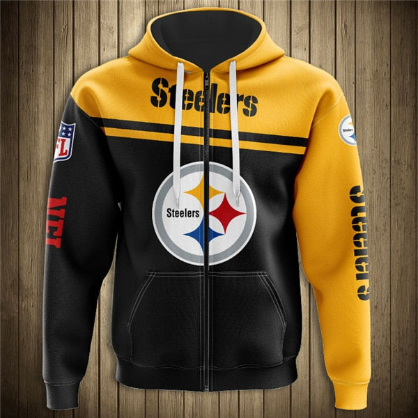 Pittsburgh Steelers 3D Zipper Hoodie