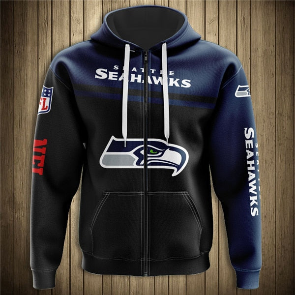 Seattle Seahawks 3D Zipper Hoodie
