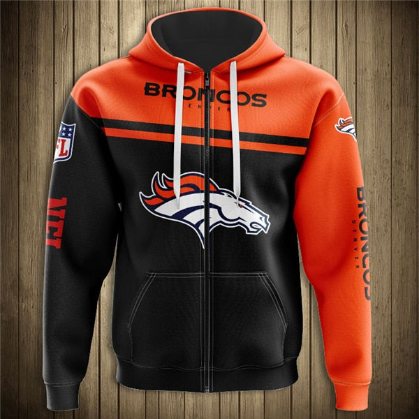 Denver Broncos 3D Zipper Hoodie