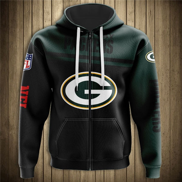 Green Bay Packers 3D Zipper Hoodie