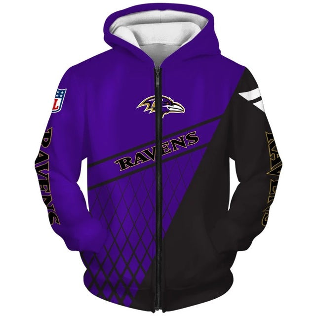 Baltimore Ravens 3D Zipper Hoodie