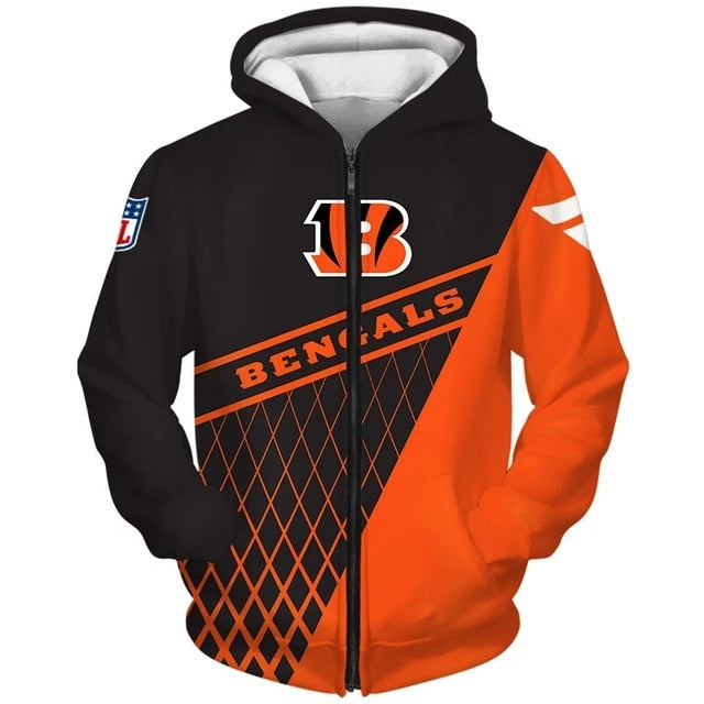 Cincinnati Bengals 3D Zipper Hoodie