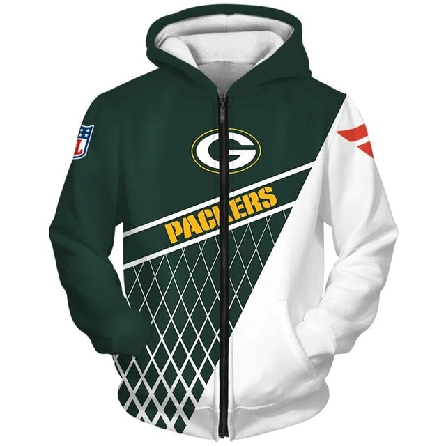 Green Bay Packers 3D Zipper Hoodie