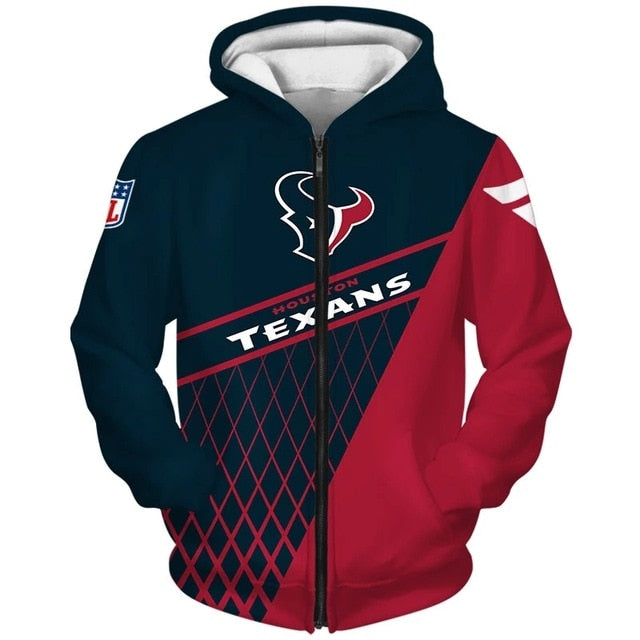 Houston Texans 3D Zipper Hoodie