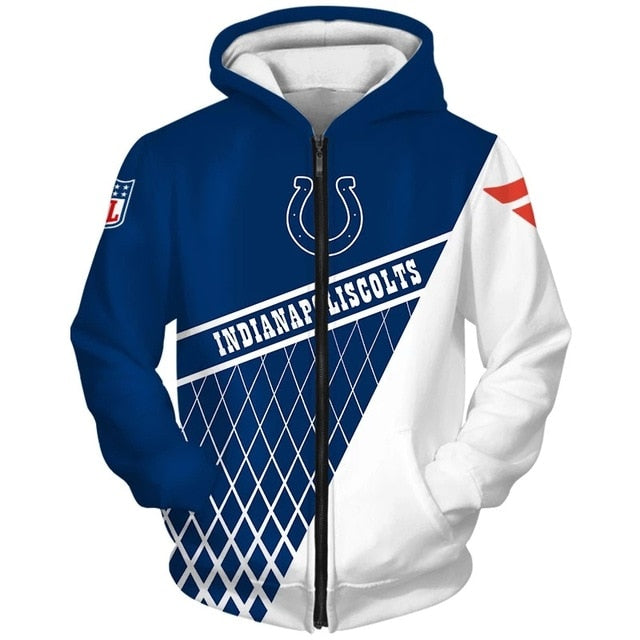 Indianapolis Colts 3D Zipper Hoodie