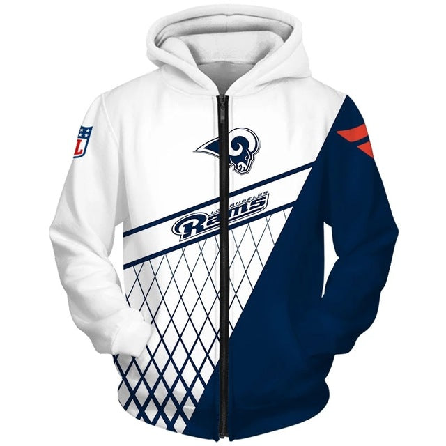 Los Angeles Rams 3D Zipper Hoodie