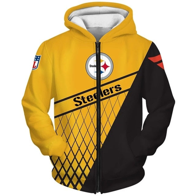 Pittsburgh Steelers 3D Zipper Hoodie