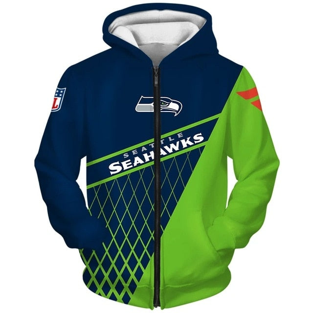 Seattle Seahawks 3D Zipper Hoodie