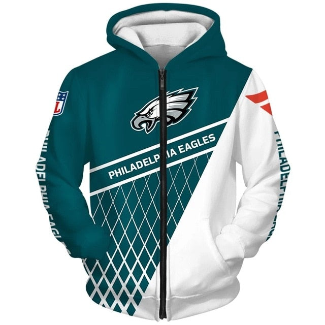 Philadelphia Eagles 3D Zipper Hoodie