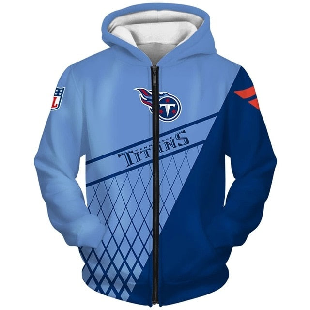 Tennessee Titans 3D Zipper Hoodie