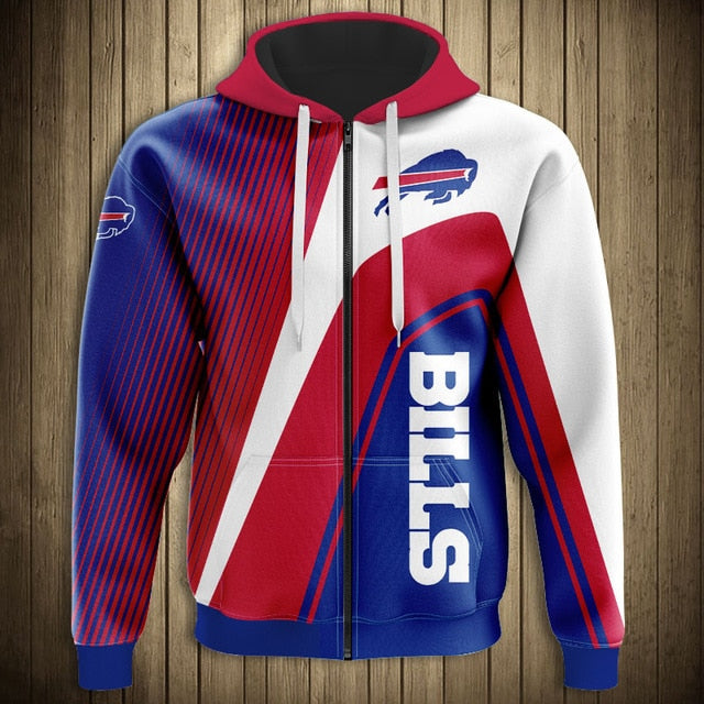 Buffalo Bills Casual 3D Zipper Hoodie