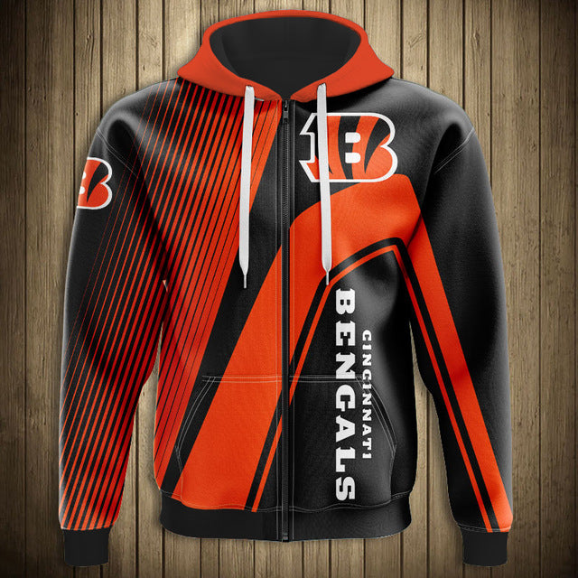 Cincinnati Bengals Casual 3D Zipper Hoodie