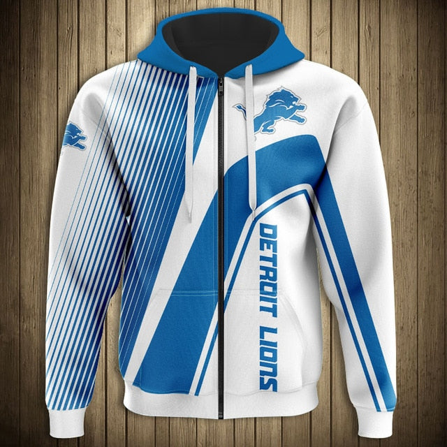 Detroit Lions Casual 3D Zipper Hoodie