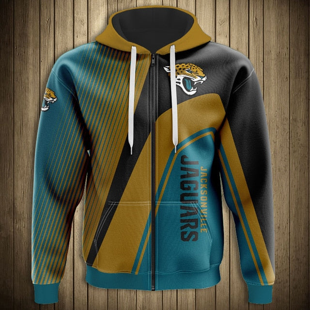 Jacksonville Jaguars Casual 3D Zipper Hoodie