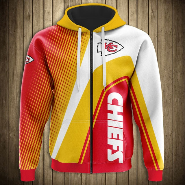 Kansas City Chiefs Casual 3D Zipper Hoodie