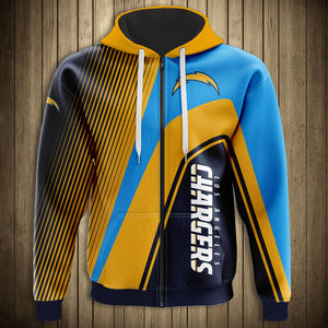 Los Angeles Chargers Casual 3D Zipper Hoodie