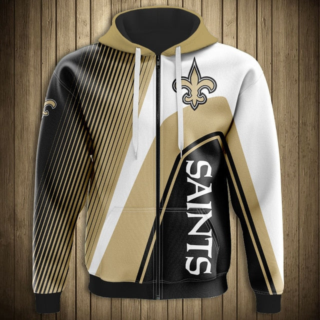 New Orleans Saints Casual 3D Zipper Hoodie
