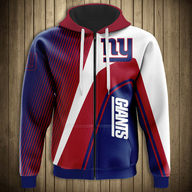 New York Giants Casual 3D Zipper Hoodie