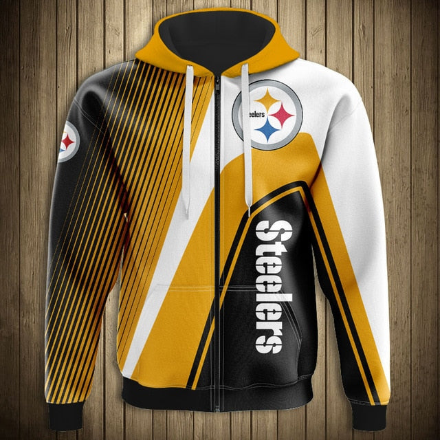 Pittsburgh Steelers Casual 3D Zipper Hoodie