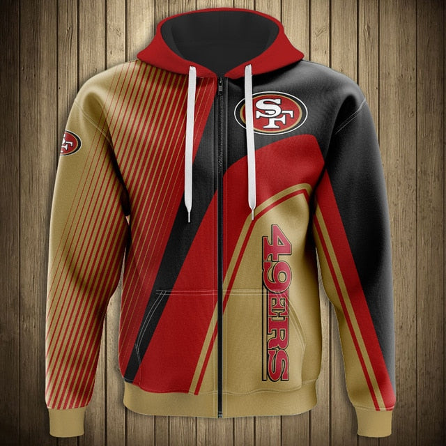 San Francisco 49ers Casual 3D Zipper Hoodie