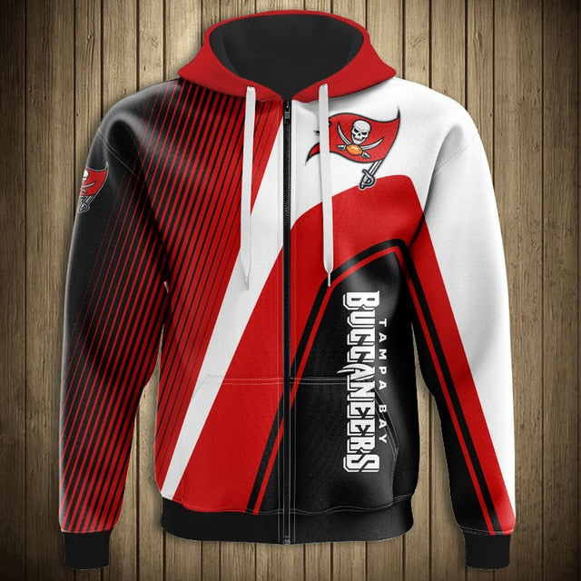 Tampa Bay Buccaneers Casual 3D Zipper Hoodie