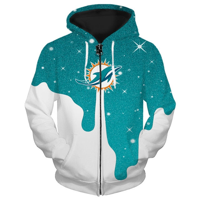 Miami Dolphins 3D Zipper Hoodie