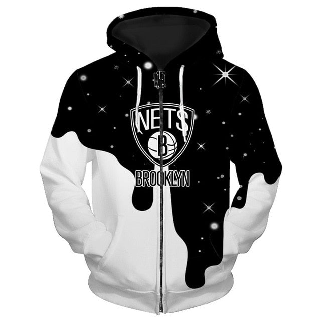 Brooklyn Nets 3D Zipper Hoodie