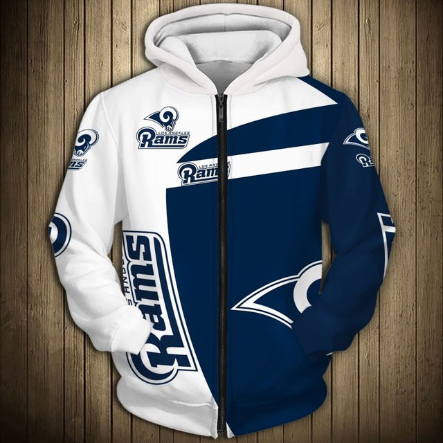 Los Angeles Rams Casual Zipper Hoodie