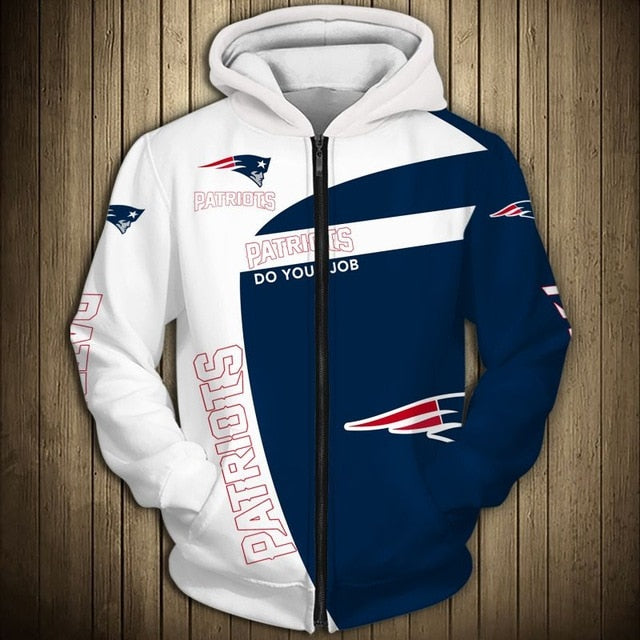 New England Patriots Casual Zipper Hoodie