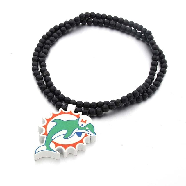 Miami Dolphins Wooden Beads Necklace