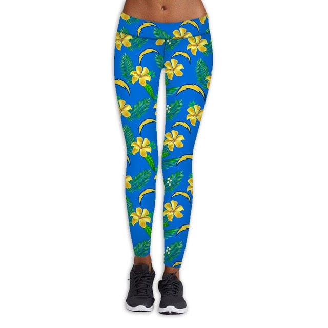 Los Angeles Chargers Flower Print Leggings