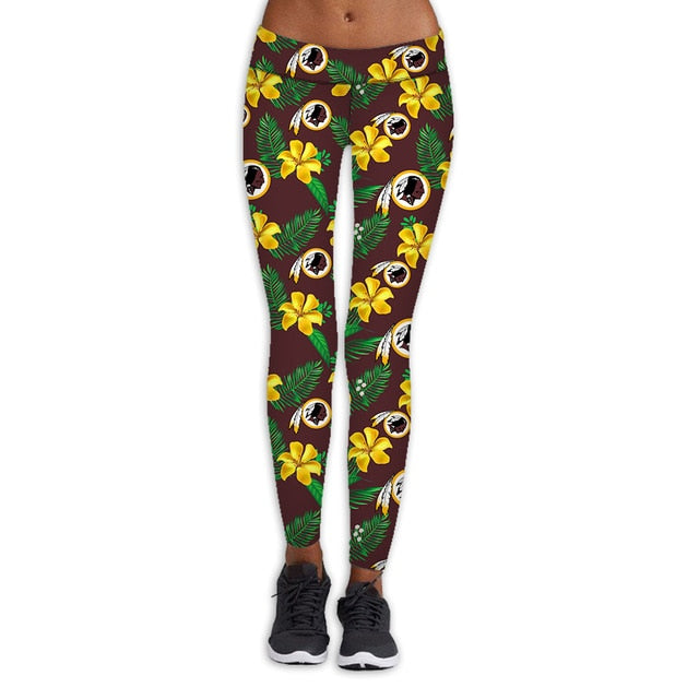 Washington Commanders Flower Print Leggings