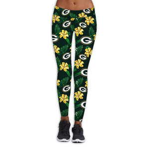 Green Bay Packers Flower Print Leggings