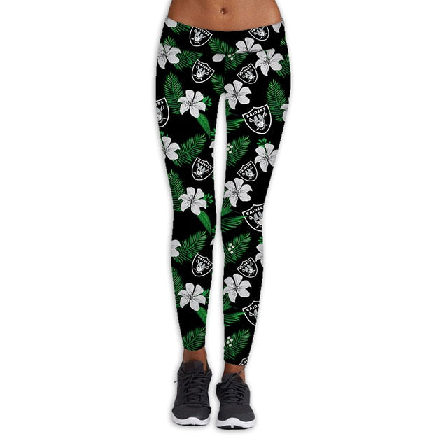 Las Vegas Raiders Flower Print Leggings