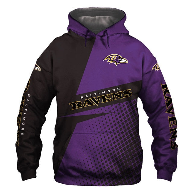 Baltimore Ravens Grid Pattern 3D Hoodie