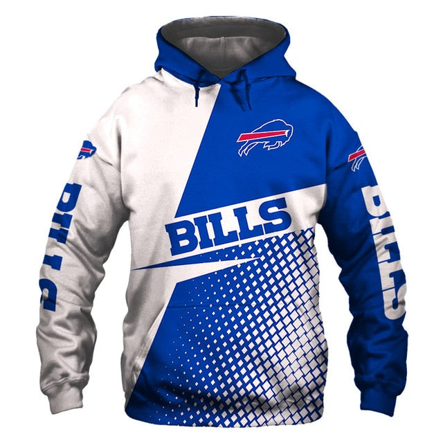 Buffalo Bills Grid Pattern 3D Hoodie