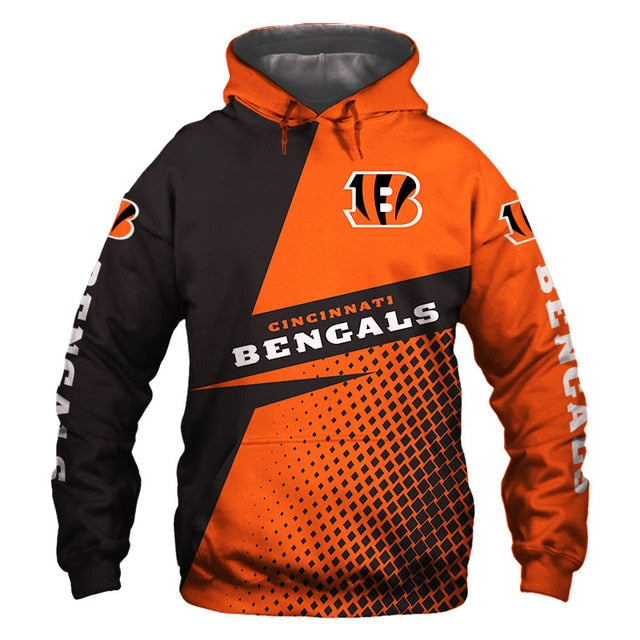 Cincinnati Bengals Grid Pattern 3D Hoodie