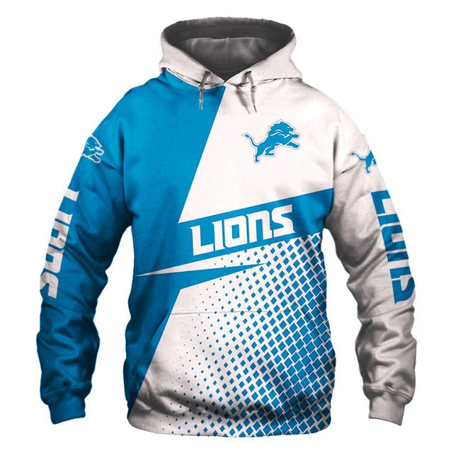 Detroit Lions Grid Pattern 3D Hoodie