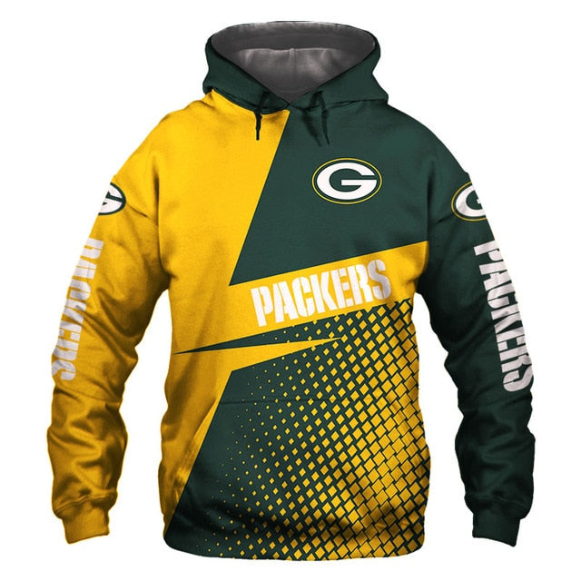 Green Bay Packers Grid Pattern 3D Hoodie