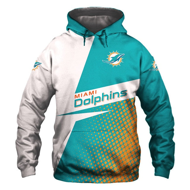 Miami Dolphins Grid Pattern 3D Hoodie