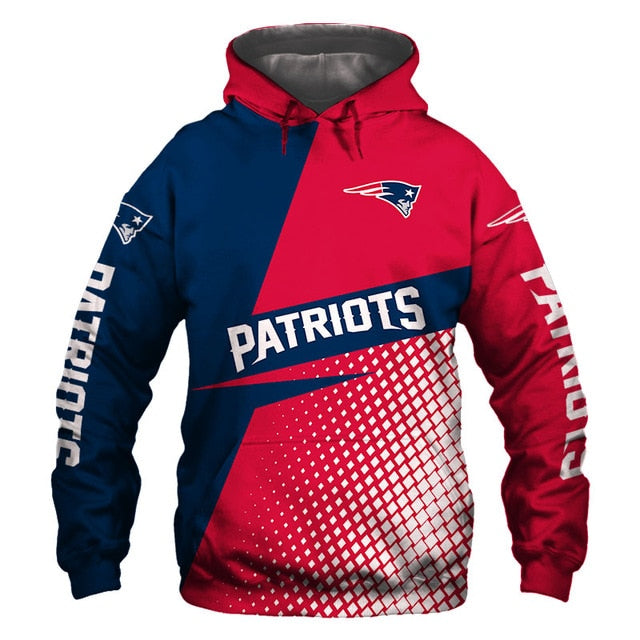 New England Patriots Grid Pattern 3D Hoodie