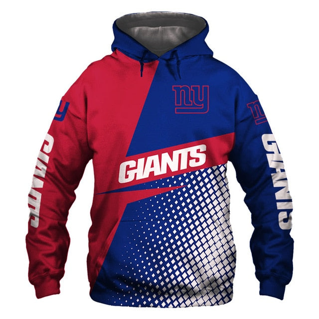 New York Giants Grid Pattern 3D Hoodie