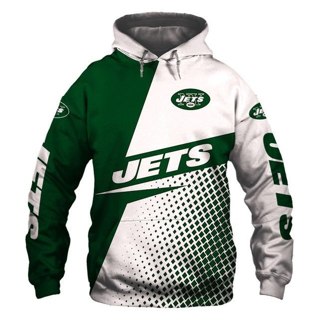 New York Jets Grid Pattern 3D Hoodie