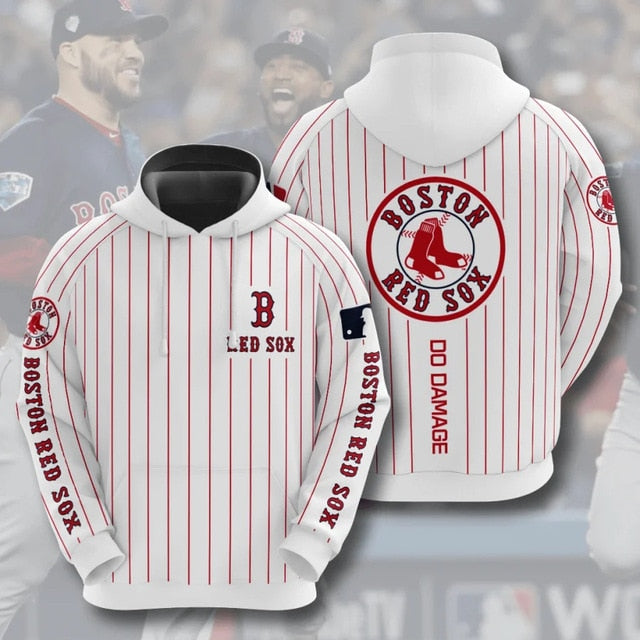 Boston Red Sox Striped Casual Hoodie